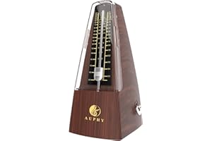 AUPHY Mechanical Metronome with Accent Bell, Classic Shape, Accurate Beat, Multiple Beat Modes, Suitable for Guitar Piano Drums Violin Saxophone etc (Wood Grain)