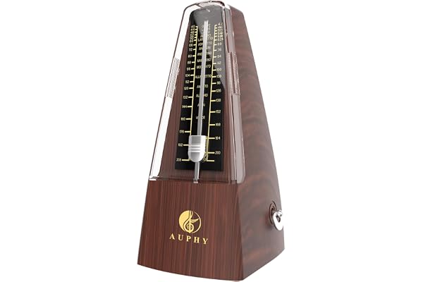 M355 AUPHY Métronome Mécanique Avec Cloche, Rythme Précis Facile Utiliser Forme Classique, Métronome Mécanique Universel pour Piano Guitare Saxophone Batterie Clarinette ect,Faux Bois
