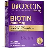 Bioxcin Biotin 5000 mcg | Sa&ccedil; ve Tırnak Sağlığı İ&ccedil;in Biotin | Yorgunluk ve Enerji Metabolizması Desteği | 30 Tablet | Şeker v