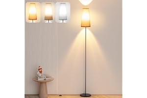 Fulybao LED Floor Lamp, 67" Modern Reading Standing Lamp with 9W LED Bulb, Foot Switch, 3 Color Temperature Tall Lamp with Linen Lampshade, Floor Lamps for Living Room, Bedroom, Office