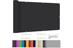 Lingle888 Balkon Sichtschutz PB2 PES blickdichte Balkonumspannung mit Ösen und Kabelbinder 8 Tage geliefert - in div.20 Größen & 14 Farben 420D(Schwarz,0.8x1m)