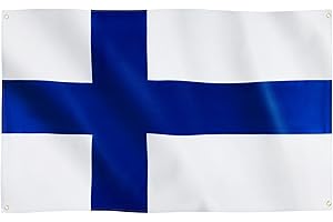 Runesol Flaga Finlandii, 90 x 150 cm, fińska flaga narodowa, niebieski krzyż, nordycka, 4 przelotki, oczko w każdym rogu, flagi premium, do wewnątrz, na zewnątrz, żywe kolory