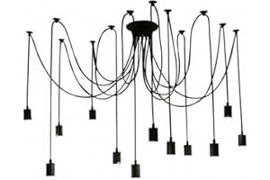 STOEX Lámpara de Techo Antigua Retro Araña Colgante Rama Clásica Ajustable con xx Brazos para Bar hotel Sala Comedor (12 Brazos)