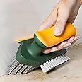 WAZDORF Tile Grout Cleaner Brush 4 in 1 with Squeegee,Bathroom Cleaning Brushes,V-Shape Gap Scrub Brush Crevice Cleaning Brush Tools, Multifunctional scrubbing Floor Brush for Corner,Window,Sink