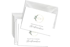 ‎BRIEFZAUBER Briefzauber 12x Konfirmation Einladungskarten mit 12x Umschlägen | Set aus Din A6 Konfirmationseinladungen mit Einfüllhilfe | Verfügbar für verschiedene Anlässe | Motiv: Konfirmation - Minimal