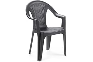 ‎MOJAWO Mojawo Stapelstuhl Gartenstuhl Ischia Bistrostuhl Gartensessel stapelbar Rattan-Optik Balkonmöbel Gartenmöbel Anthrazit