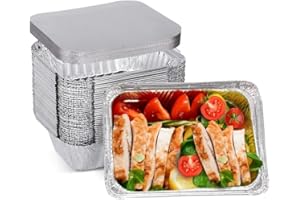 JMIATRY 30 Stück Aluschalen Grill 2200ML, Aluschalen mit Deckel 31.5x20.5x5 cm, Alu Grillschalen für Backen, Braten, Kochen