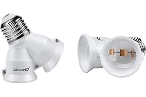 DiCUNO E27 Convertisseur de prises 2 en 1 Adaptateur de base de 2 adaptateurs pour ampoules à LED, incandescence et CFL