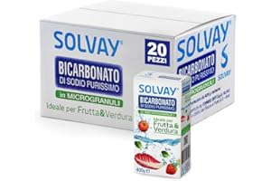 Solvay® - Bicarbonato Di Sodio Purissimo in Microgranuli per Frutta e Verdura Multipack - 400 Grammi x 20 confezioni