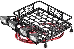 DILWE Porte-Bagages de Petite Taille avec 4 LEDs pour 1/10 RC Voiture axiale SCX10 (4 Blanc)