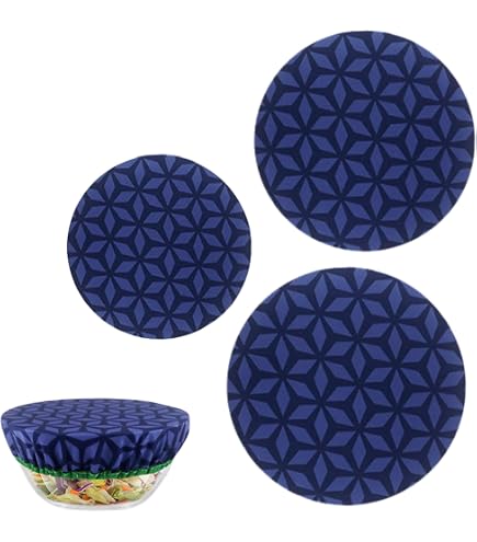 Lot De 6 Couvercles Réutilisables En Tissu Pour Aliments Anti-Poussière Avec Élastique - Motifs Citron Pêche