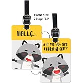 Lentikart 3D Lenticular Luggage Tag 1 Piece | Hello Racoon Funny Quote Effect | Luggage/Bag/Travel ID Label Tags for Suitcase