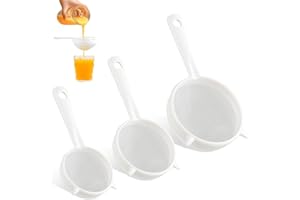 Poraceous 3 Pz Filtro a Setaccio, Colino in Plastica per Filtro Kefir, Filtri a Rete in Nylon, con Manico in Plastica, Setaccio Filtros, Setaccios da Cucina per Filtrare Olio, Caffè, Vino, Succhi