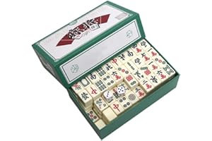 XPJBKC Mini Mahjong, tragbares traditionelles chinesisches Brettspiel mit 144 Steinen für Familienspiele, Partys und Treffen mit Freunden