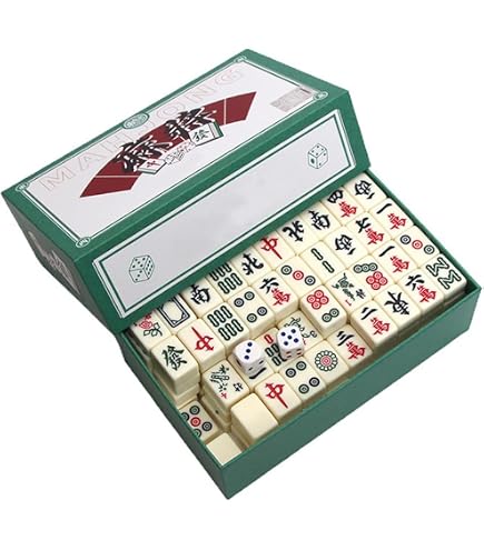 Tuiles Mahjong - Tuiles Mahjong Vintage, Tuiles Mahjong Bambou | jeu de société chinois de voyage avec grand sac de rangement, kits de Mahjong en résine portables, jeu de société de tuiles