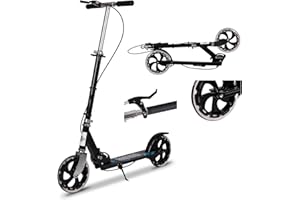 GURYON Kick Scooter for Kids, Foldable Teens Scooter Adjustable Handlebar Push Scooters with Kickstand, Dual Brake System 200mm Wheels ABEC-7 Bearings for Boys Girls Teens Ages 6 7 8 9 10 11 12+ Gift