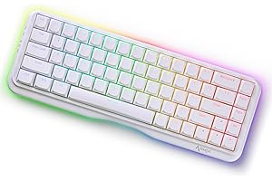 KEMOVE K68 Mechaniczna klawiatura do gier, 65% układ QWERTY odłączany kabel typu C / Bluetooth / 2.4G bezprzewodowa klawiatura TKL PBT, RGB, Hotswap Cherry MX Red Switch, do komputerów PC Windows/Mac, biała