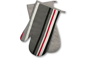 Delindo Lifestyle® Gants de Cuisine Four, rayés, Gris, 1 Paire, résistants à la Chaleur jusqu'à 250°C, Produit testé et certifié dans l'UE