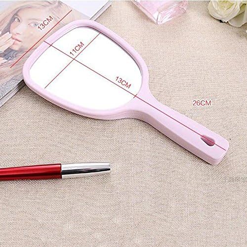 Portable Mini mirror Two-sided Hand-held Mirror Portable Handle Mirror Carrying Beauty Mirror Beauty Salon Dental Small Mirror (multi-color Optional) Suitable for Bedroom and Bathroom ( Color : Pink )