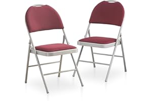 BOOSDEN Lot de 2 Chaise Pliante, Chaise Pliante Confortable, Chaise Pliante Salle a Manger, Chaise Pliante avec Dossier surélevé, Chaises Pliantes pour Bureau, Jardin, Charge Maximale 136 kg, Rouge