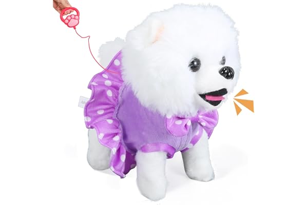 GOBRILLFUN Jouet interactif en Peluche pour Chiot, Chien Robot à Queue remuante réaliste, Ensemble de toilettage, Cadeau d'anniversaire de Noël, Jouets pour Filles et garçons, Enfants de 3, 4, 5, 6