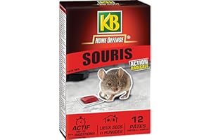 KB HOME DEFENSE SOURIPAT - Pâtes Anti-Souris 120 g - Actif dès la 1ère ingestion - Spécial lieux secs et humides - 12 sachets de 10g - prêts à l'emploi- jusqu'à 4 stations d'appâtage