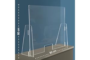 Q&BGRAFICHE Q&B Grafiche PPF Parafiato parasputi da banco in plexiglass con apertura, 90x80 centimetri