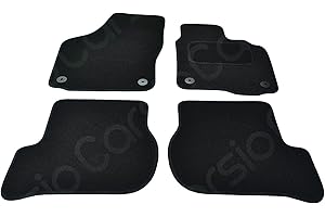 Carsio Carpet Car Mats For VW Golf MK6 2008 to 2013 4 Piece Set with 4 Clips Tailored Fit Floor Mat Complete Accessory Black Custom Fitted - All Weather, Anti-Slip Backing & Black Trim