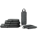 Amazon Essentials Ultralight Compression Zipper Luggage Organizers, 6 Pack, Gray