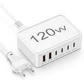 120W USB C Multiple Charger, Multiple (4 USB‑C + 2 USB‑A) | PD Charging, Universal Multiple Charger Compatible with MacBook A