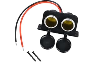 RIIEYOCA Presa accendisigari da 12 V, presa doppia sdoppiatore accendisigari CC 12 V, con coperchio accendisigari e cavo nudo, per auto, camion, camper, moto, barca, ecc