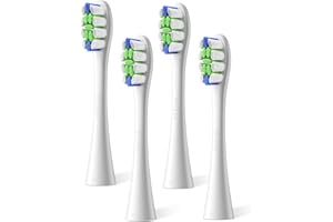 Oclean Testine di Ricambio Professional Clean 4 Pezzi, Adpt per tutte le spazzole elettriche oceaniche per adulti, Setole DuPont ™ certificate dalla FDA, Testa a pennello a forma di W, 4 Pezzi, Bianco