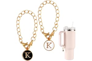 NQEUEPN 2pcs Letter Pendant Accessories for Stanley Cup, Initial Letter Handle Personalized Name ID Alphabet Pendant Chain for Stanley Tumbler (Letter K)