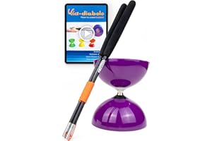 Juggle Dream Big Top Diabolo Jonglierset -Kugellagerachse - mit Superglas-Handstäben und Online-Lernvideo - Jonglieren (Violett Diablo/Schwarz Stäbe)