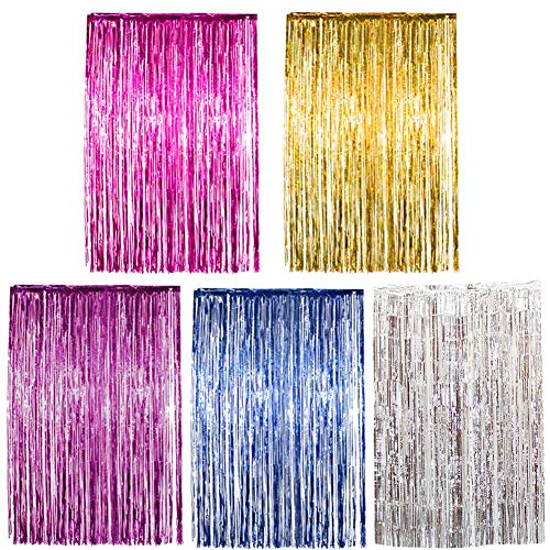Gorge-buy 2 PCS / Pack Rideaux Aluminium Rideaux À Franges Métalliques Rideau De Pluie Pull Fleur 39 * 78 en Fond De Rideau Feuille 5 Couleurs (Violet)
