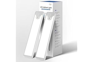 Homelist Under Cabinet Kitchen Lights,2 Pack,Battery Motion Sensor Rechargeable Wireless LED Operated Dimmable Strip Night Light Indoor with Magnetic,Cupboard，Closet，Wardrobe,Stair,Wall,4000K〔20cm〕