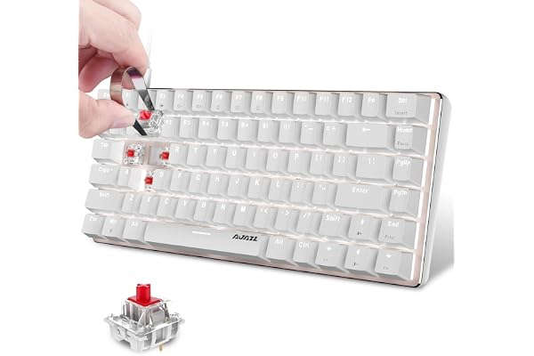 FELiCON AK33 Clavier de Jeu Mécanique 80% Hot Swappable Interrupteur Rouge Keyboard avec Rétroéclairage LED Blanc USB-C Filaire QWERTY 82 Touche ABS Keycap Anti-ghosting pour PC Mac-Blanc