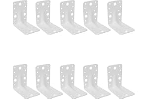 BRICOLEVA.IT Set 10 Piastre Angolari Nervati per travi-Squadretta di Giunzione Angolare-Staffa Supporto travi-Piastra di Fissaggio ad Angolo per Porticati,Pergolati e Gazebo(Verniciata Bianca, 40 x 45 x 45 mm)