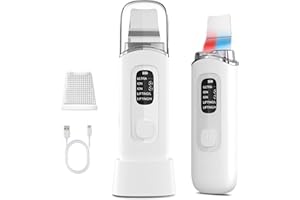 Dufuso Épurateur de Peau à Ultrasons, Épurateur Visage Skin Scrubber avec 4 Modes et Étanchéité IPX7, Lumière Rouge et Bleue, Appareil de Nettoyage Exfoliant à Ultrasons