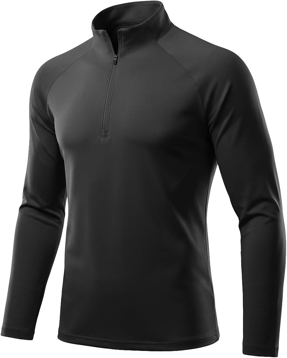 DiULi Camiseta de Manga Larga Hombre, 1/2 Zip Camiseta Deportivas Running con Protección Solar UV, Polo Tops de Ropa Gym, Sudadera Deporte Hombre con Media Cremallera, Camisetas Gimnasio