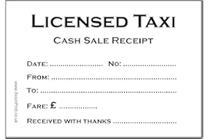 XXION™ PRINT Licensed Taxi Fare Receipt Pads - Pack of 8 x 100 Sheet Pads (800 Receipts) - in Stock - Free Fast Delivery
