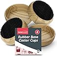 SOL 4pk Rubber Base Castor Cups - Non-Slip Furniture Protectors for Chair & Sofa Legs, Table Feet, Bed - Castor Cups to Protect Wooden Floors