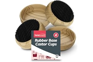SOL 4pk Rubber Base Castor Cups - Non-Slip Furniture Protectors for Chair & Sofa Legs, Table Feet, Bed - Castor Cups to Protect Wooden Floors