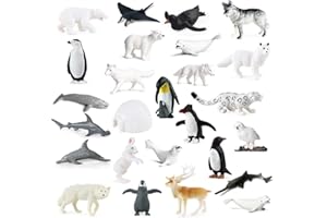 Dhqkqg 26Pcs Polar Animals Figurines, Mini Arctic Animals Toys, Realistic Polar Animal Models, Mini Plastic Polars Animal Figurines Playset for Kids Educational Toys Birthday Cupcake Topper Gift
