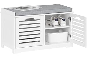 ‎SOBUY SoBuy FSR23-II-W Szafka na Buty z Siedziskiem, Ławka do Garderoby i Przechowywania, Wąska Biała, Szer. x Wys. x Gł.: ok. 71 x 43 x 35 cm