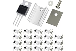 DAOKAI IRFZ44N Transistor MOSFET en ligne 55V 49A Redresseur à canal N Transistor MOSFET de puissance + Dissipateur thermique en aluminium/Kits de montage pour transistor MOSFET (20 pièces)