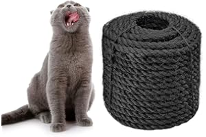 CATHRONE Cuerda de sisal 6mm para Gato Raspador Repare y reemplace el Poste rascador Cat, Bricolaje Muebles para rascar: árbol para Gatos, Alfombra y tapete, Juguetes para patear Gatos, Negro 30m/98 pies