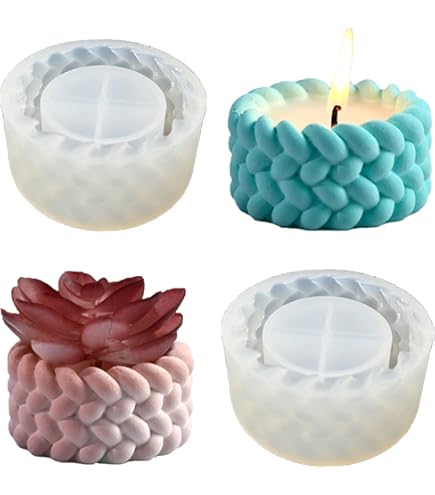 TNSLAND Raysin Silikonform Beton Silikon Gießform, Haus Betonformen Aus Silikon Für Kerzenhalter Mit Deckel & 5 Sealing Ring, Jesmonite Zementformen Für Kerzen, Silikonform Für DIY Vase