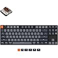 Keychron K1, Tenkeyless Layout 87 Keys Ultra-Slim Bluetooth Wireless/USB Wired Mechanical Keyboard with Low-Profile Gateron Brown Switch White LED Backlit Compatible with Mac Windows-Version 5