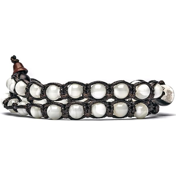 Bracciale Tamashii Tibetano a Doppio Filo con Legno Fossile BHS600-78
